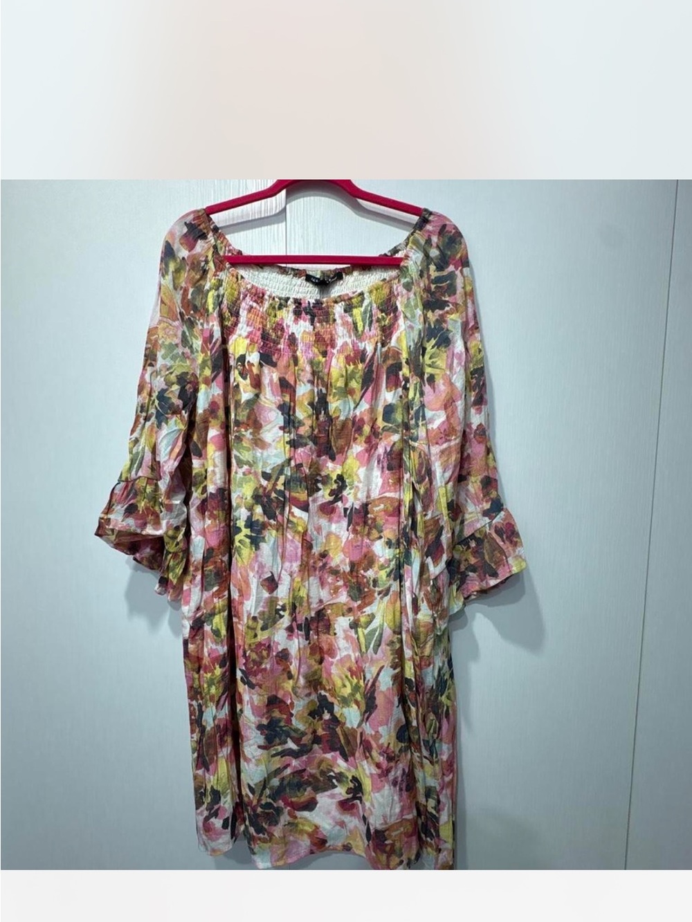 Zac & Rachel Pink Green Floral Peasant Tunic
